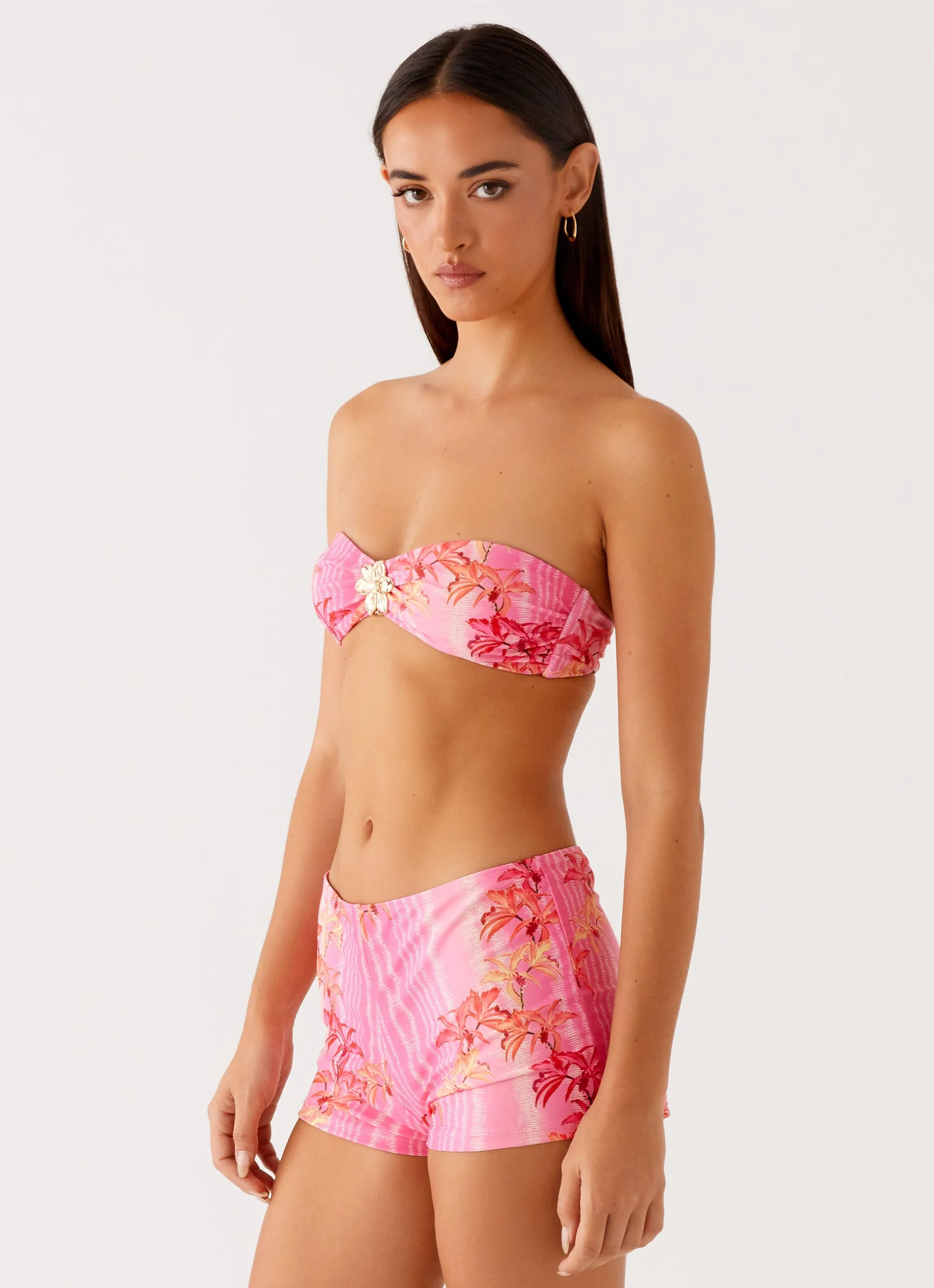 Tamra Strapless Bikini Top - Tropical Pink Print sold by Peppermayo product image thumbnail 2
