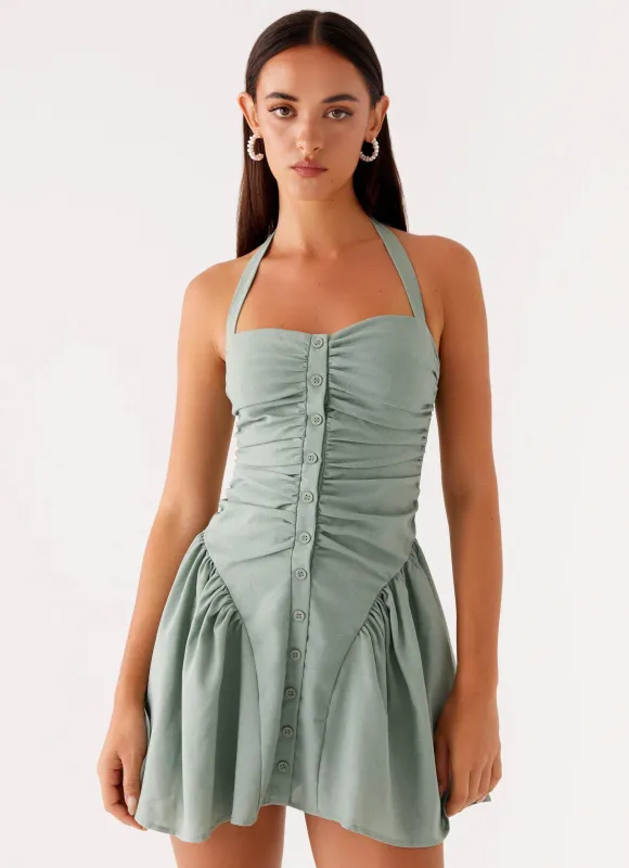Fable Mini Dress - Sage sold by Peppermayo