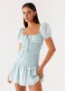 Yolene Mini Dress - Green Gingham sold by Peppermayo