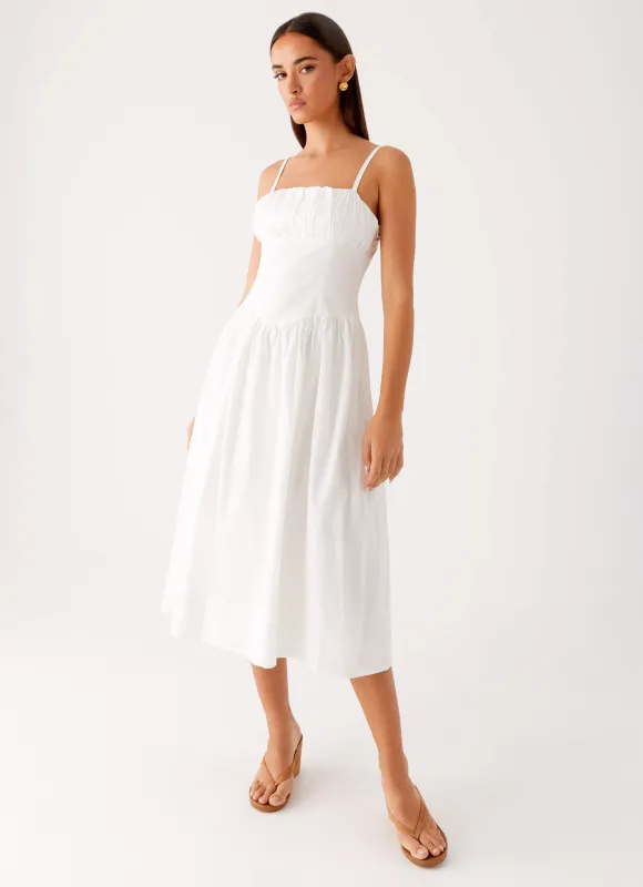 Phillipa Midi Dress - White made by Peppermayo