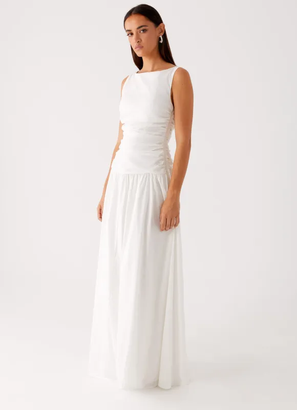 Carmel High Neck Maxi Dress - White sold by Peppermayo