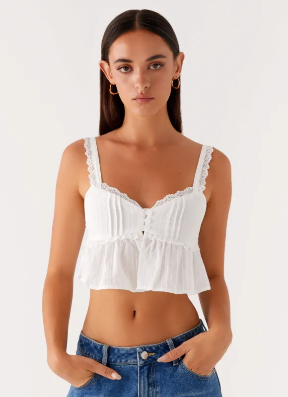 Elliana Cami Top - White sold by Peppermayo