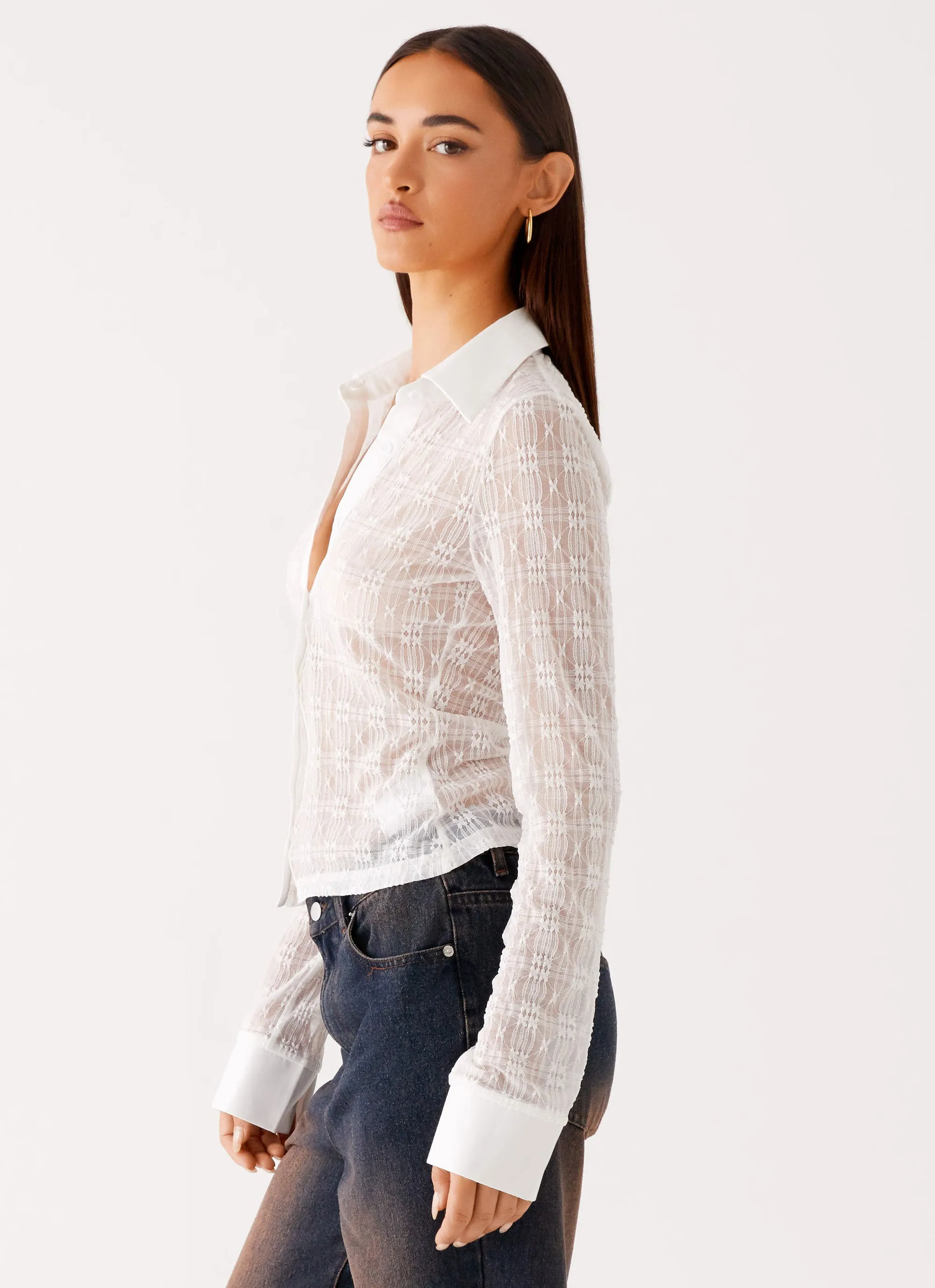 Loui Lace Long Sleeve Top - White sold by Peppermayo product image thumbnail 3