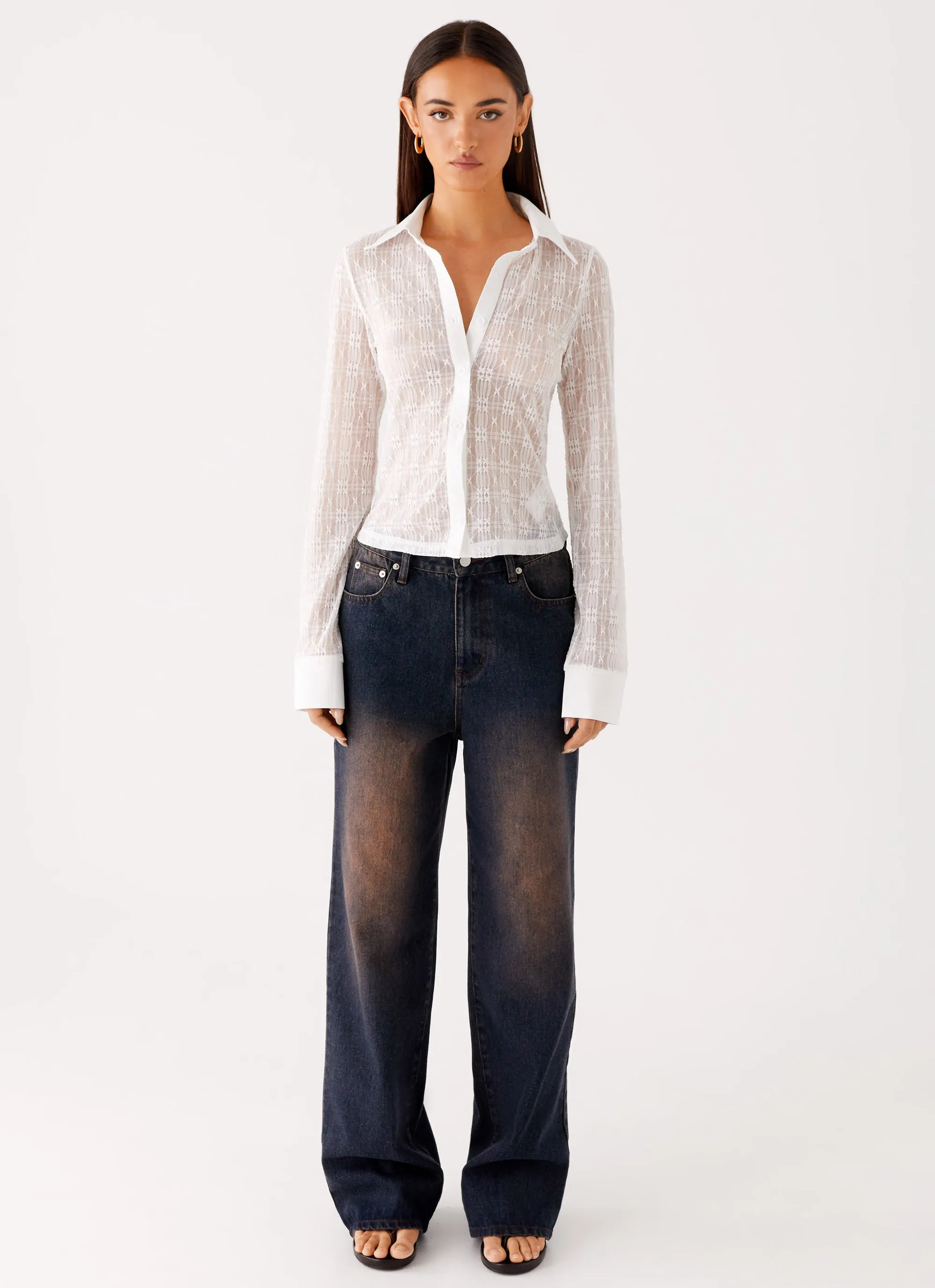 Loui Lace Long Sleeve Top - White sold by Peppermayo product image thumbnail 2