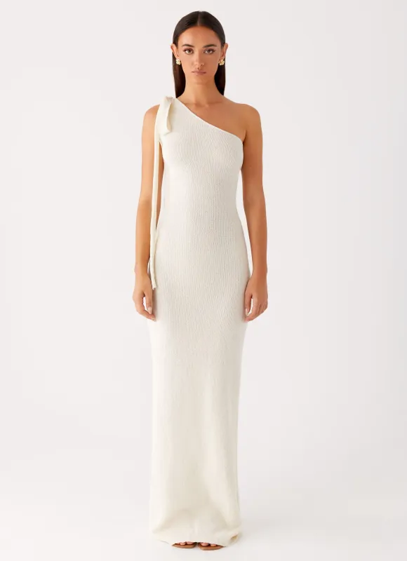 Easton Knit Maxi Dress - White sold by Peppermayo