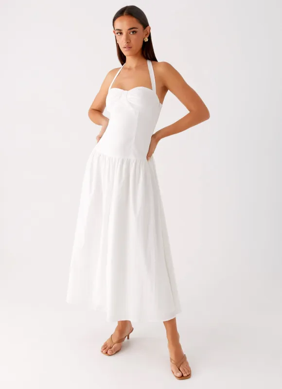 Vento Midi Dress - White sold by Peppermayo