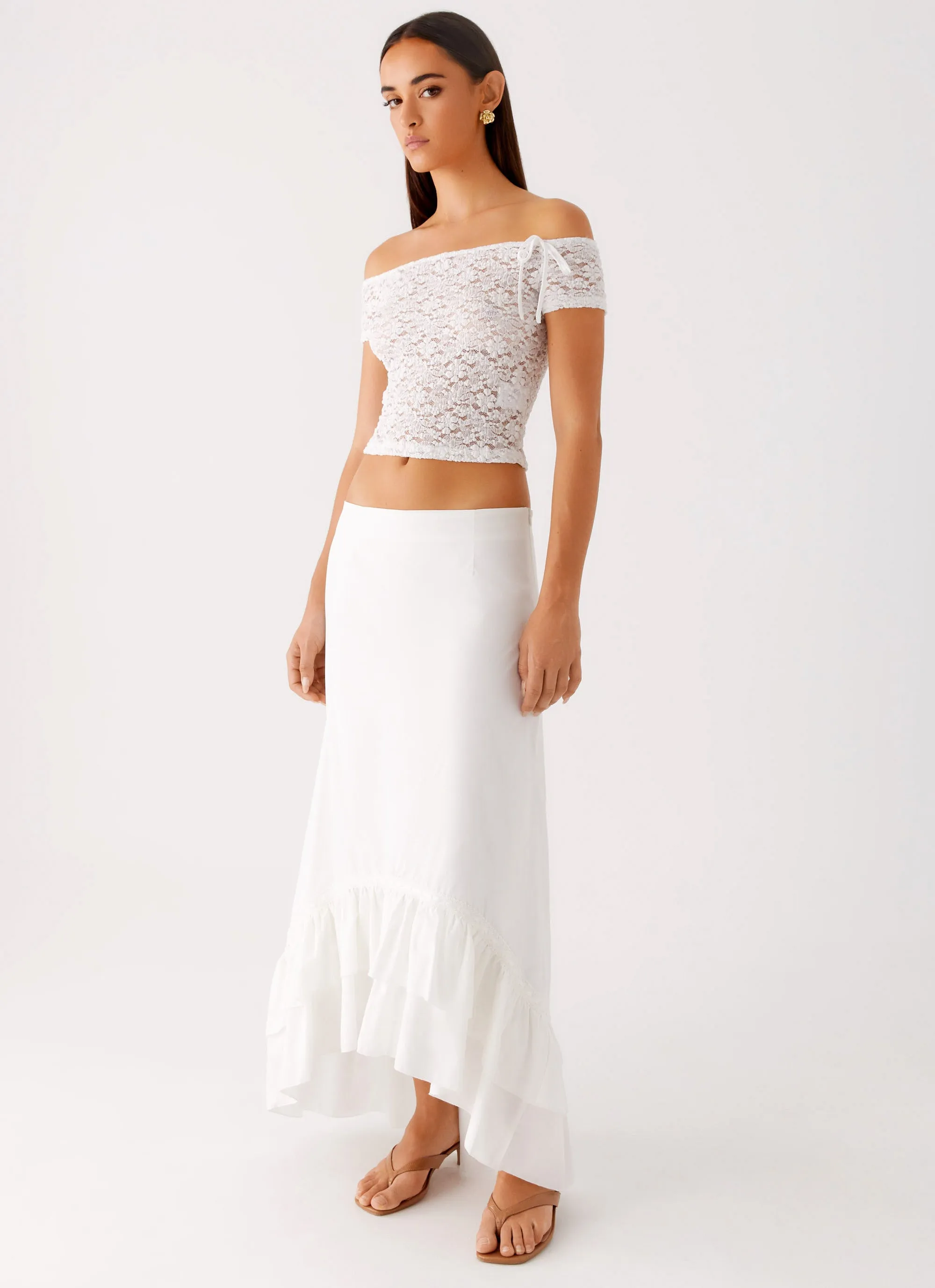 Alessandra Maxi Skirt - White sold by Peppermayo