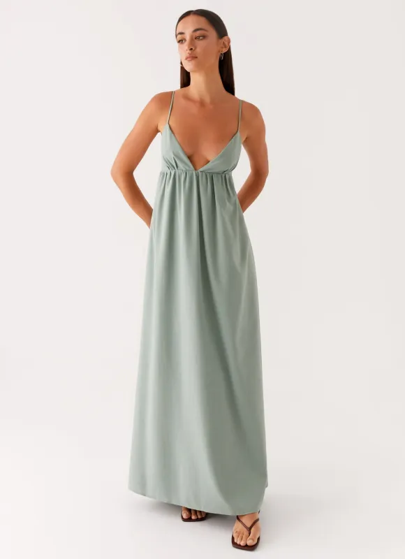 Greer Maxi Dress - Sage sold by Peppermayo