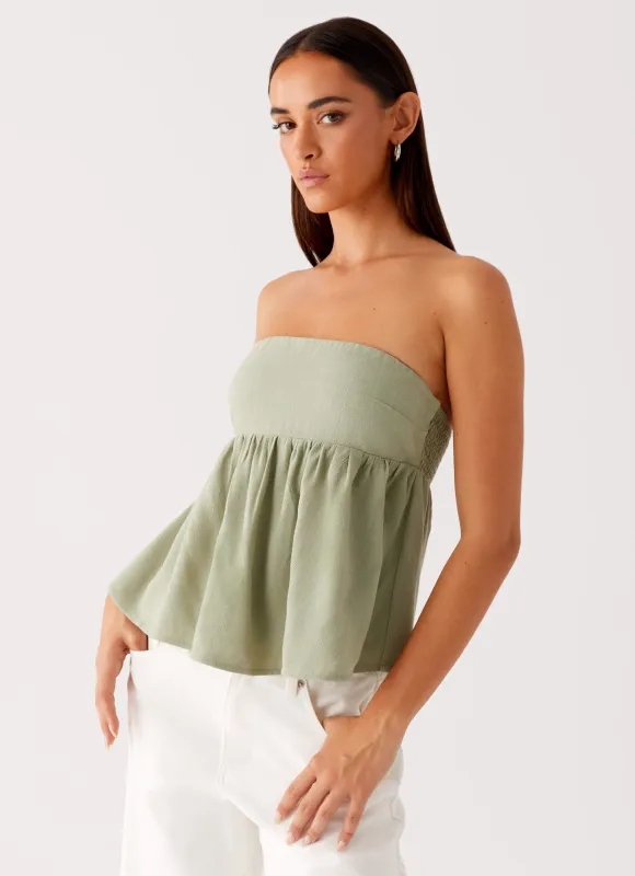 Cassie Tube Top - Sage sold by Peppermayo