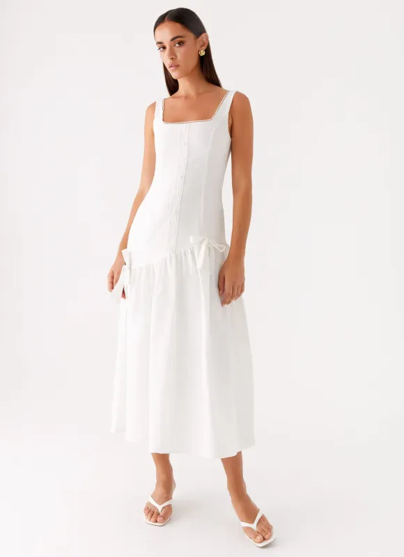 Esmerelda Midi Dress - White sold by Peppermayo
