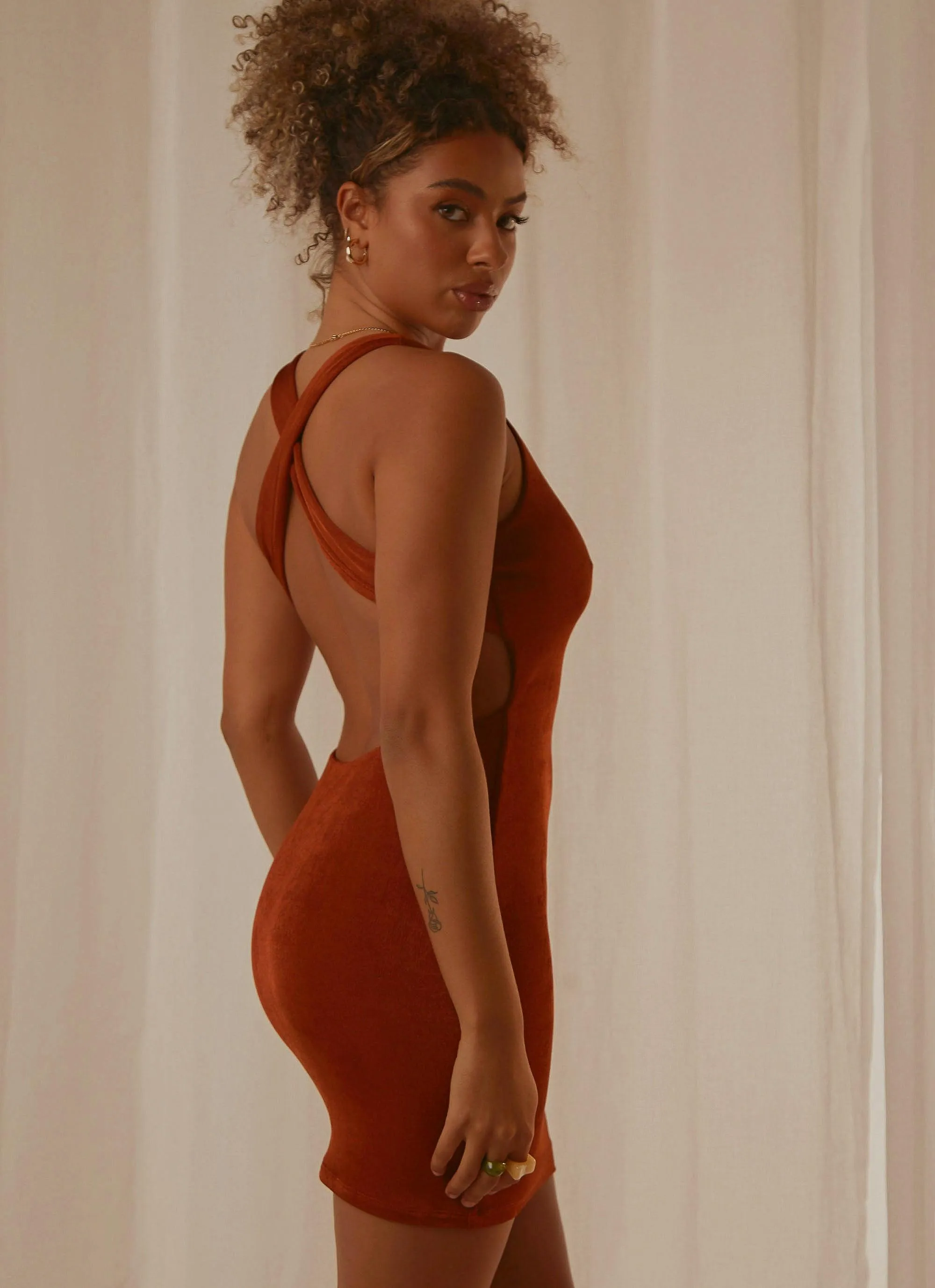 Moving On Up Mini Dress - Choc Brown sold by Peppermayo product image thumbnail 4