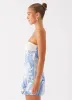 Denby Strapless Mini Dress - Blue Floral Print sold by Peppermayo