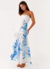 Rebecca Maxi Dress - Blue Floral Print sold by Peppermayo