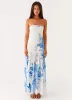 Rebecca Maxi Dress - Blue Floral Print sold by Peppermayo