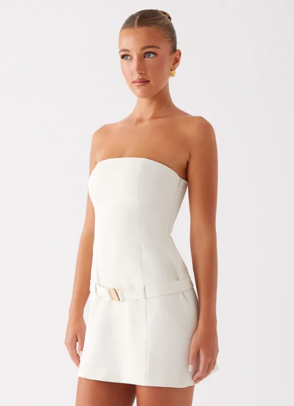 Lume Strapless Mini Dress - Ivory sold by Peppermayo