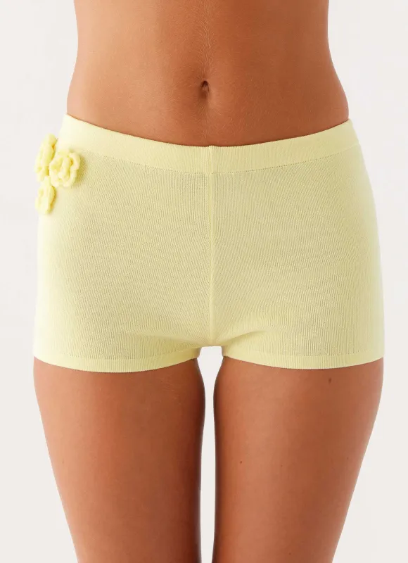 Aliah Knit Shorts - Yellow sold by Peppermayo