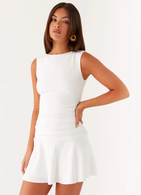 Kelda Mini Dress - White sold by Peppermayo