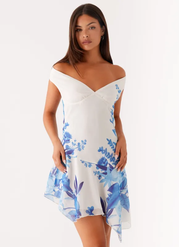 Alma Mini Dress - Blue Floral Print sold by Peppermayo