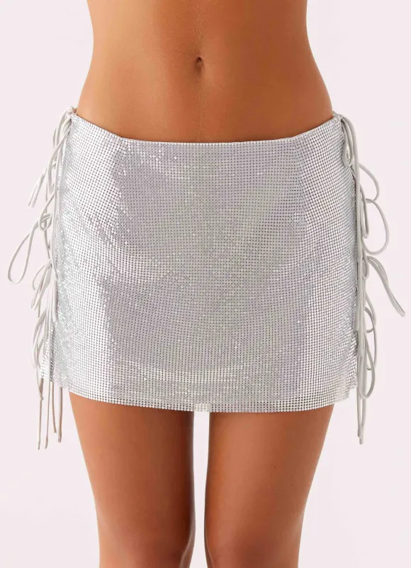 Popstar Glomesh Mini Skirt - Silver sold by Peppermayo
