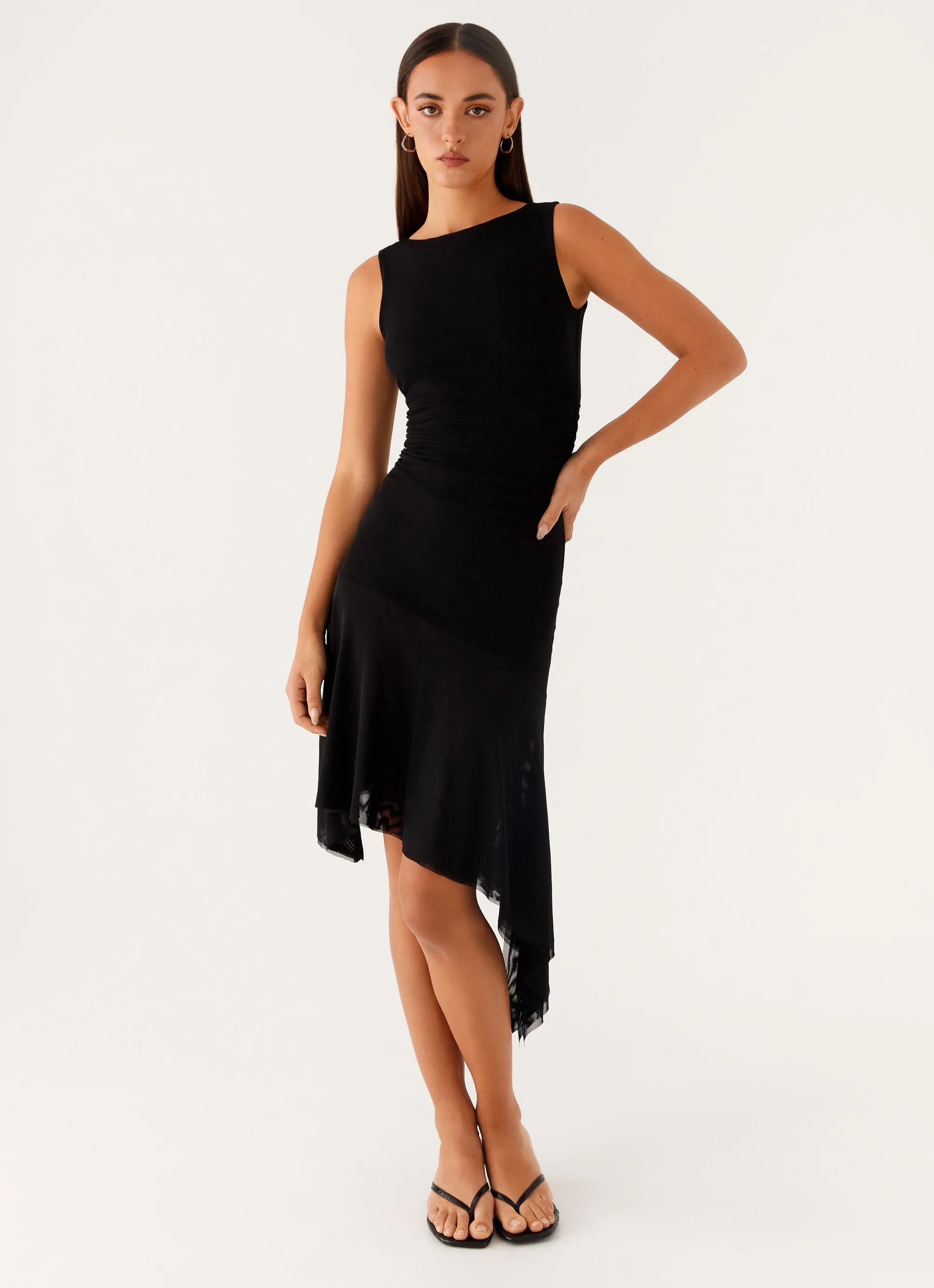 Winona Midi Dress - Black sold by Peppermayo