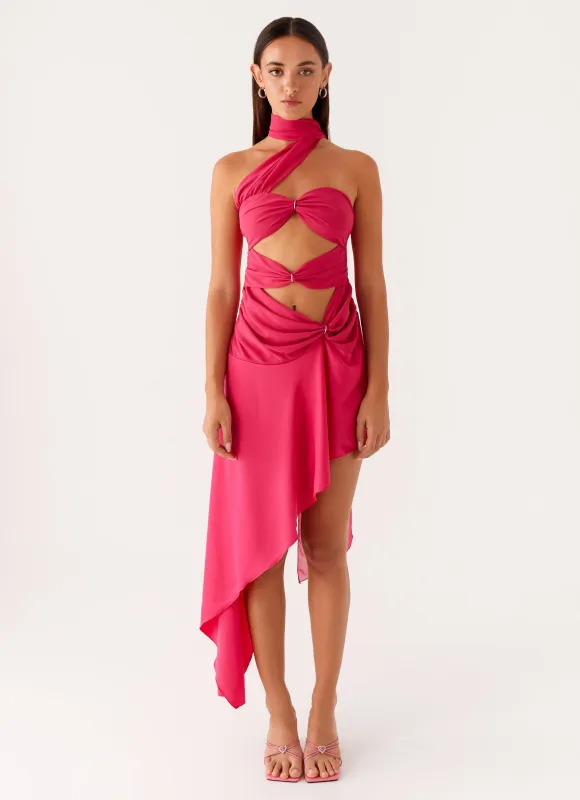 Circa Scarf Midi Dress - Hot Pink sold by Peppermayo
