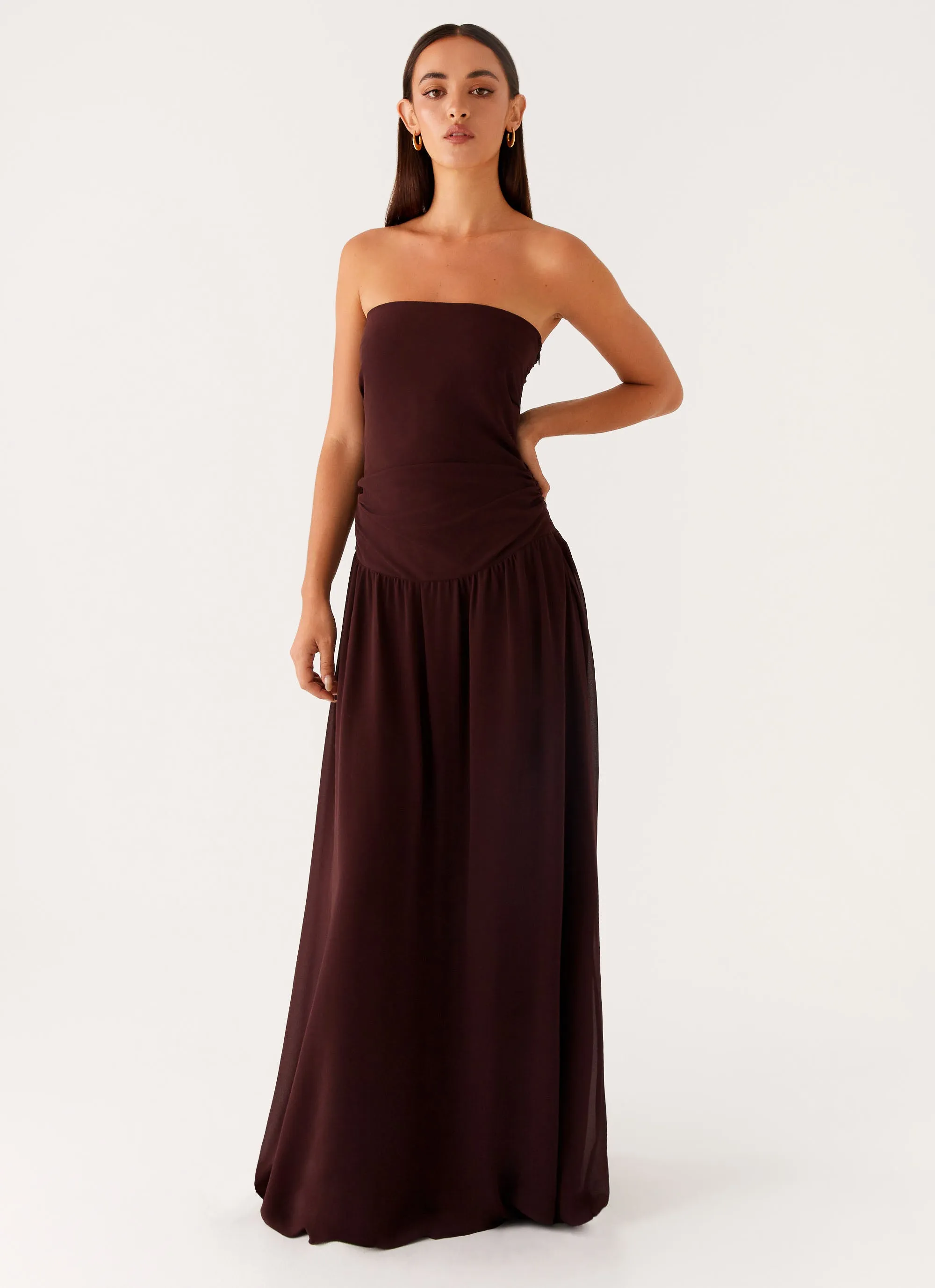 Covia Strapless Maxi Dress - Dark Chocolate sold by Peppermayo