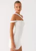 Lena Ruched Mini Dress - Ivory sold by Peppermayo
