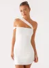 Lena Ruched Mini Dress - Ivory sold by Peppermayo