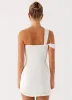 Lena Ruched Mini Dress - Ivory sold by Peppermayo