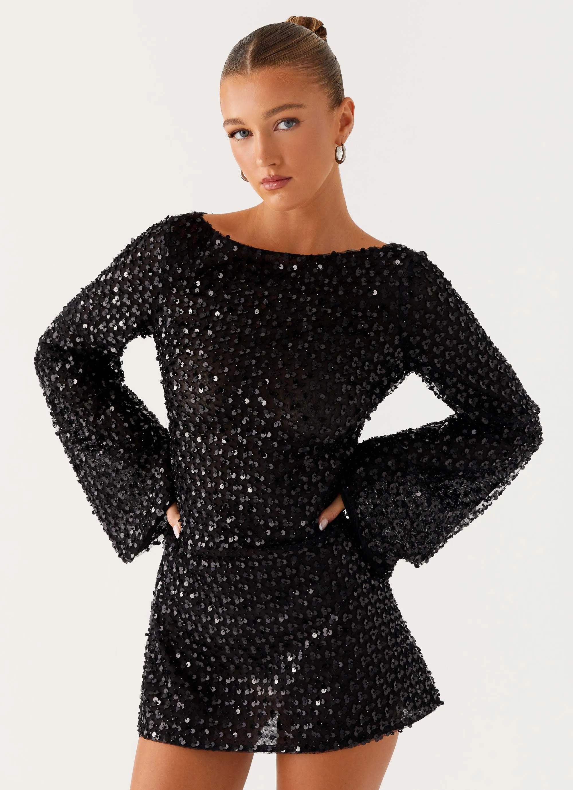 Edessa Sequin Mini Dress - Black sold by Peppermayo product image thumbnail 5