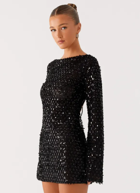 Edessa Sequin Mini Dress - Black sold by Peppermayo