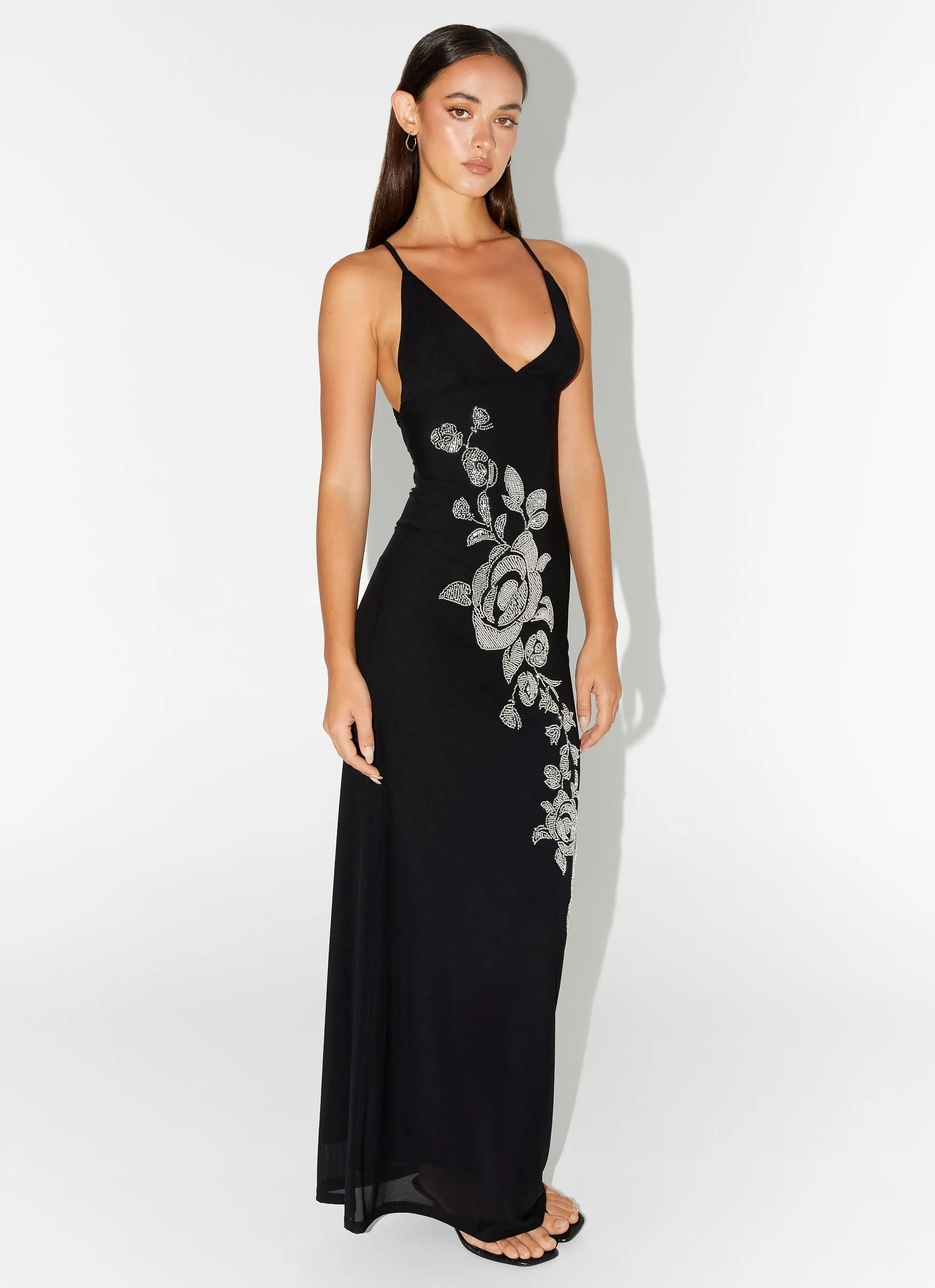 Beki Beaded Mesh Maxi Dress - Black sold by Peppermayo product image thumbnail 5