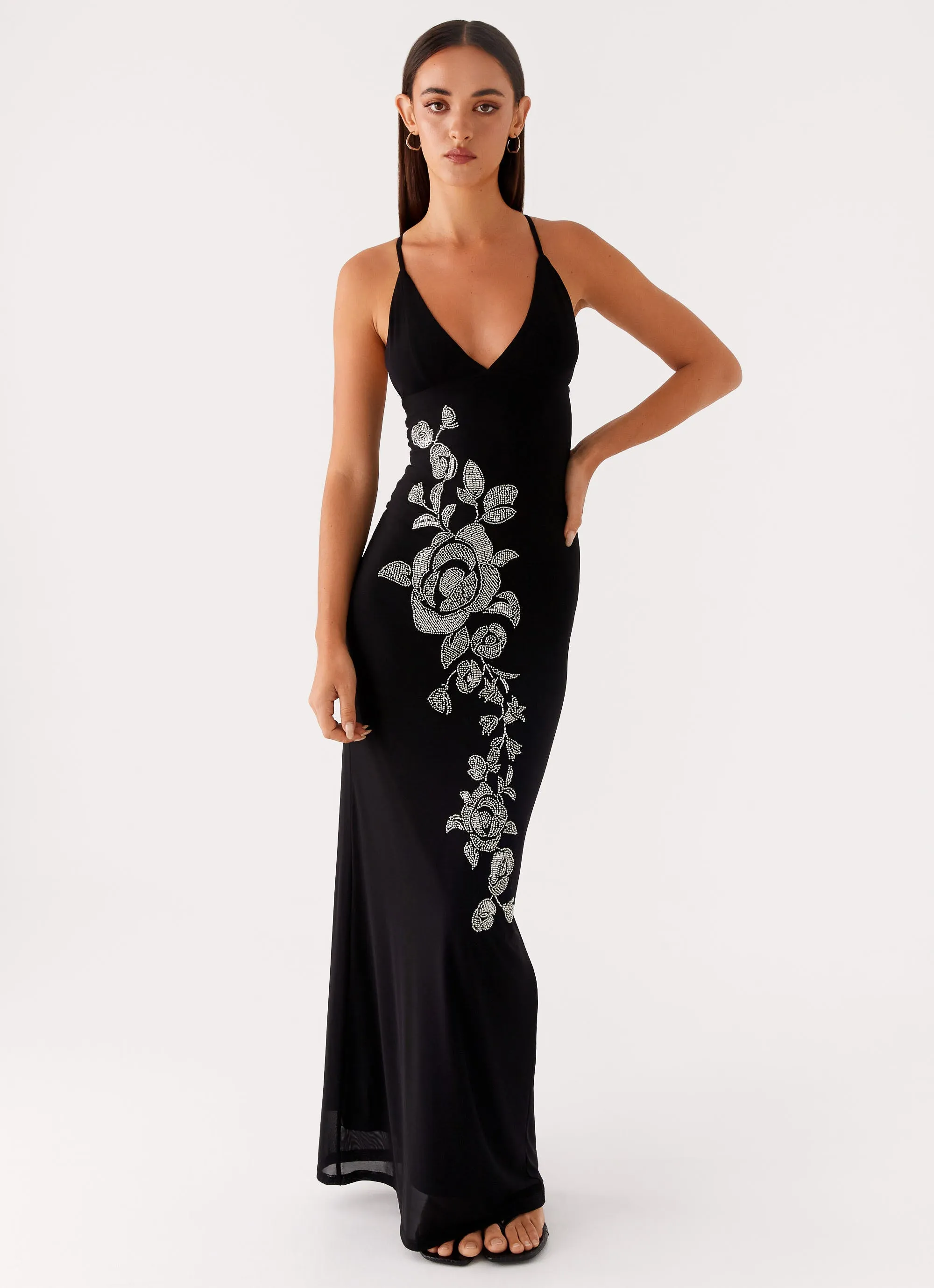 Beki Beaded Mesh Maxi Dress - Black sold by Peppermayo product image thumbnail 4