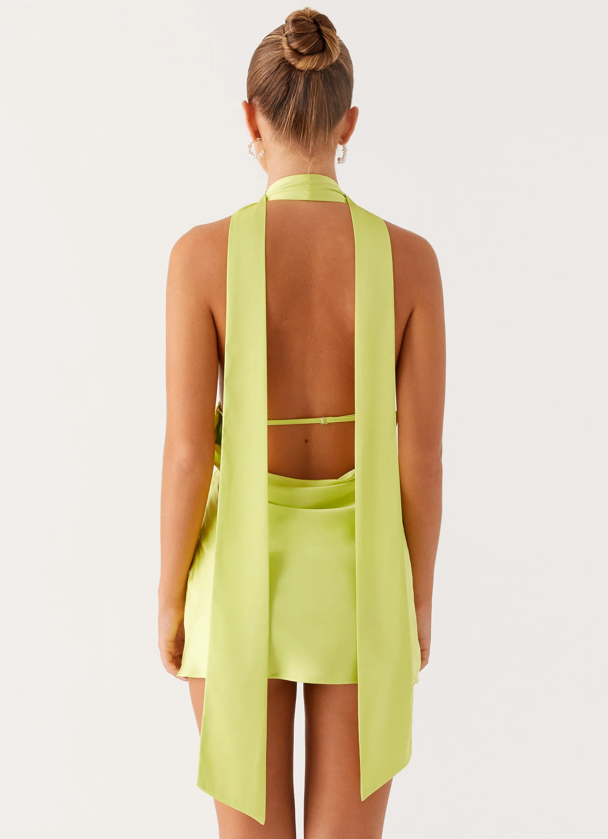 Alicia Satin Halter Mini Dress - Sunny Lime sold by Peppermayo product image thumbnail 4