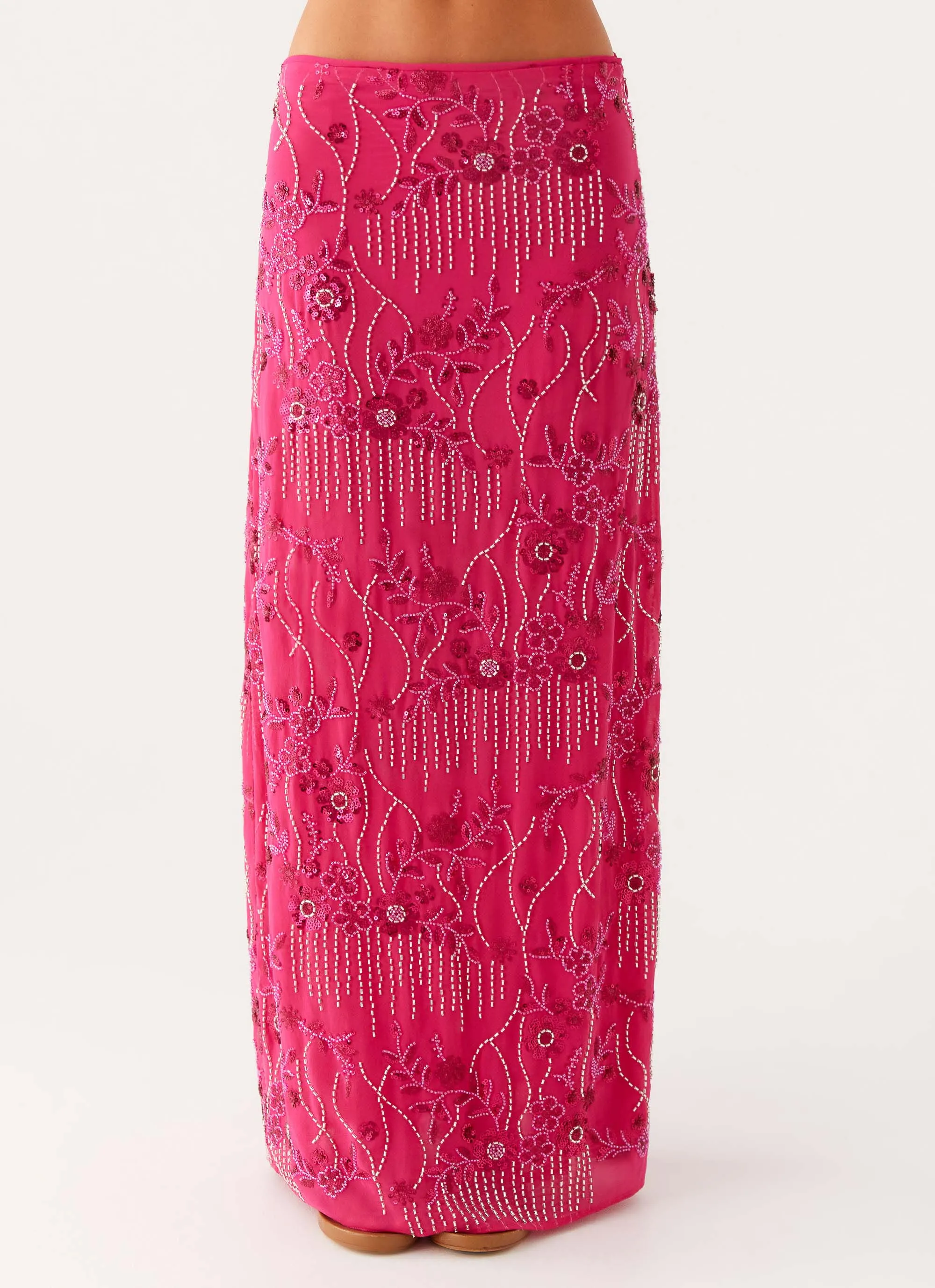 Corinna Low Rise Sequin Maxi Skirt - Fuschia sold by Peppermayo product image thumbnail 4