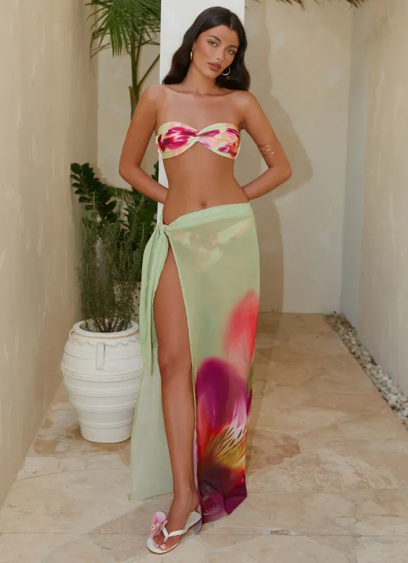 Low Tide Sarong Maxi Skirt - Green Tropical sold by Peppermayo