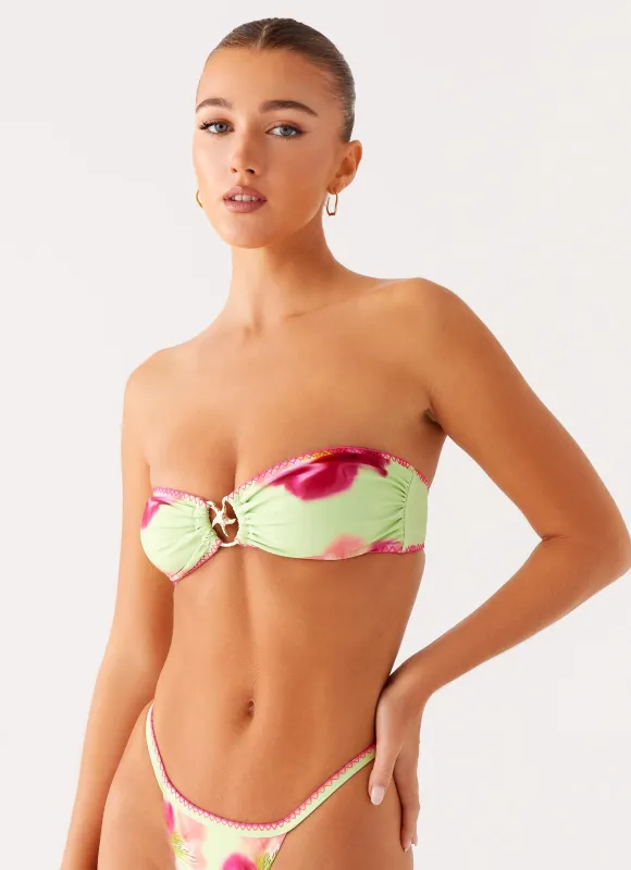 Laurel Bikini Top - Green Tropical sold by Peppermayo
