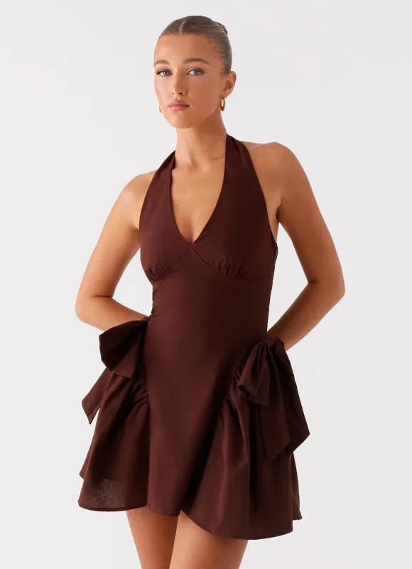 Avalo Mini Dress - Chocolate sold by Peppermayo