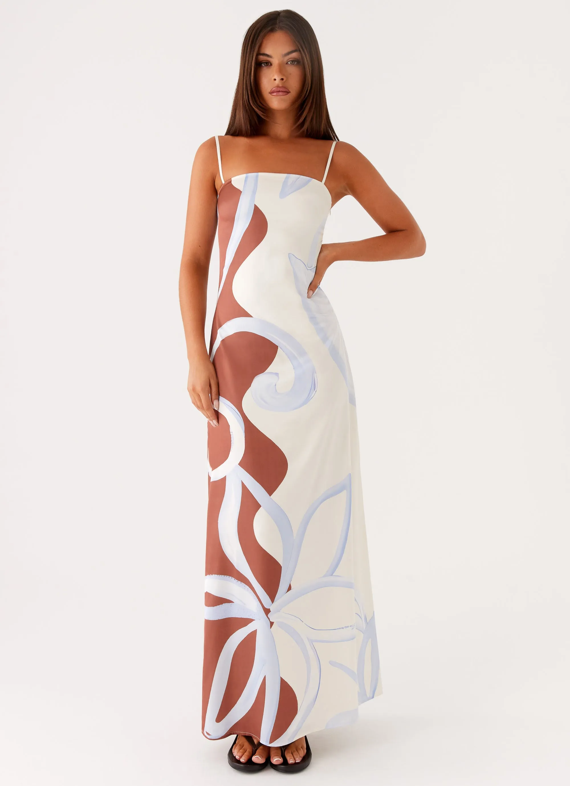 Aster Bloom Maxi Dress - Bloom Wave Print sold by Peppermayo