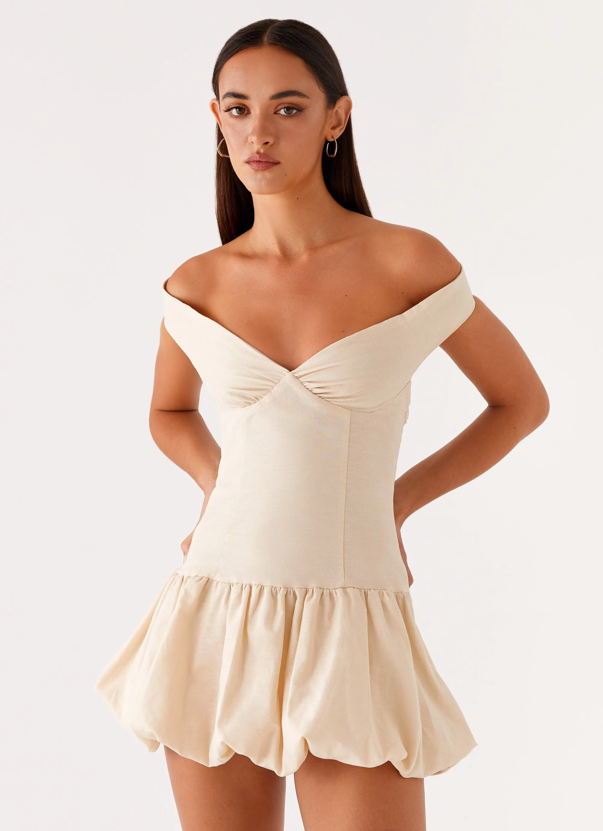 Endless Romance Off Shoulder Mini Dress - Butter sold by Peppermayo product image thumbnail 5
