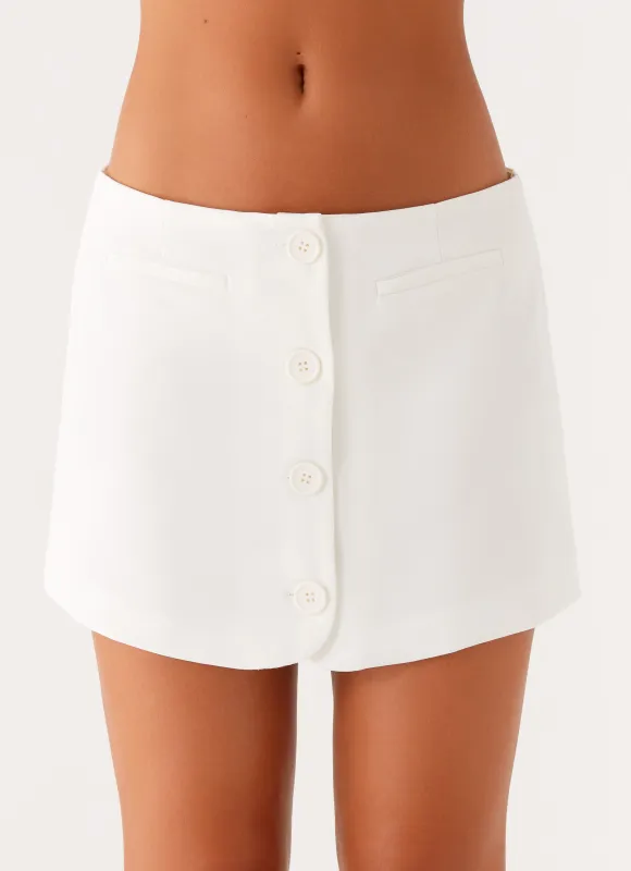 Mixie Low Rise Mini Skirt - Ivory sold by Peppermayo
