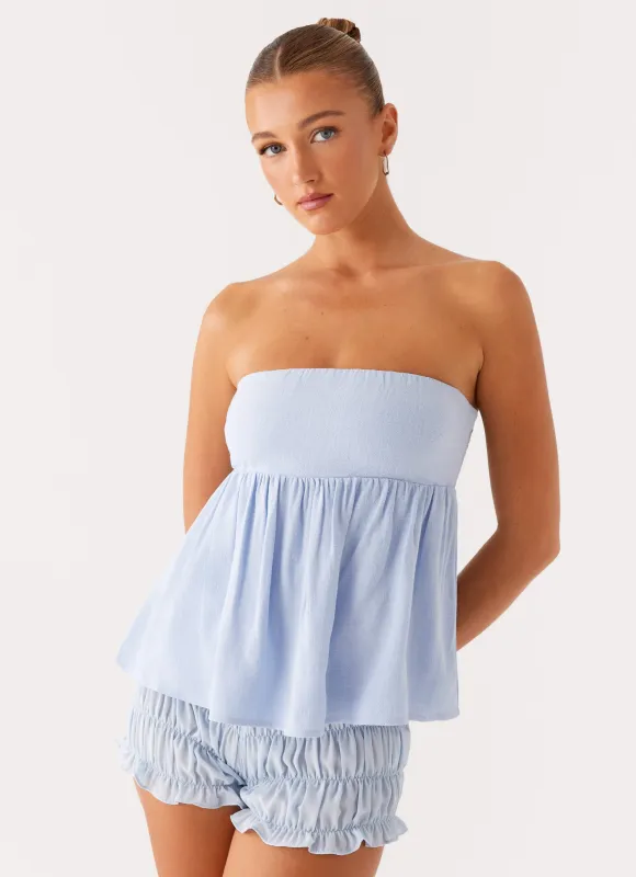Cassie Tube Top - Blue sold by Peppermayo