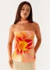 Blaise Scarf Top - Orange Floral sold by Peppermayo