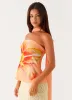 Blaise Scarf Top - Orange Floral sold by Peppermayo