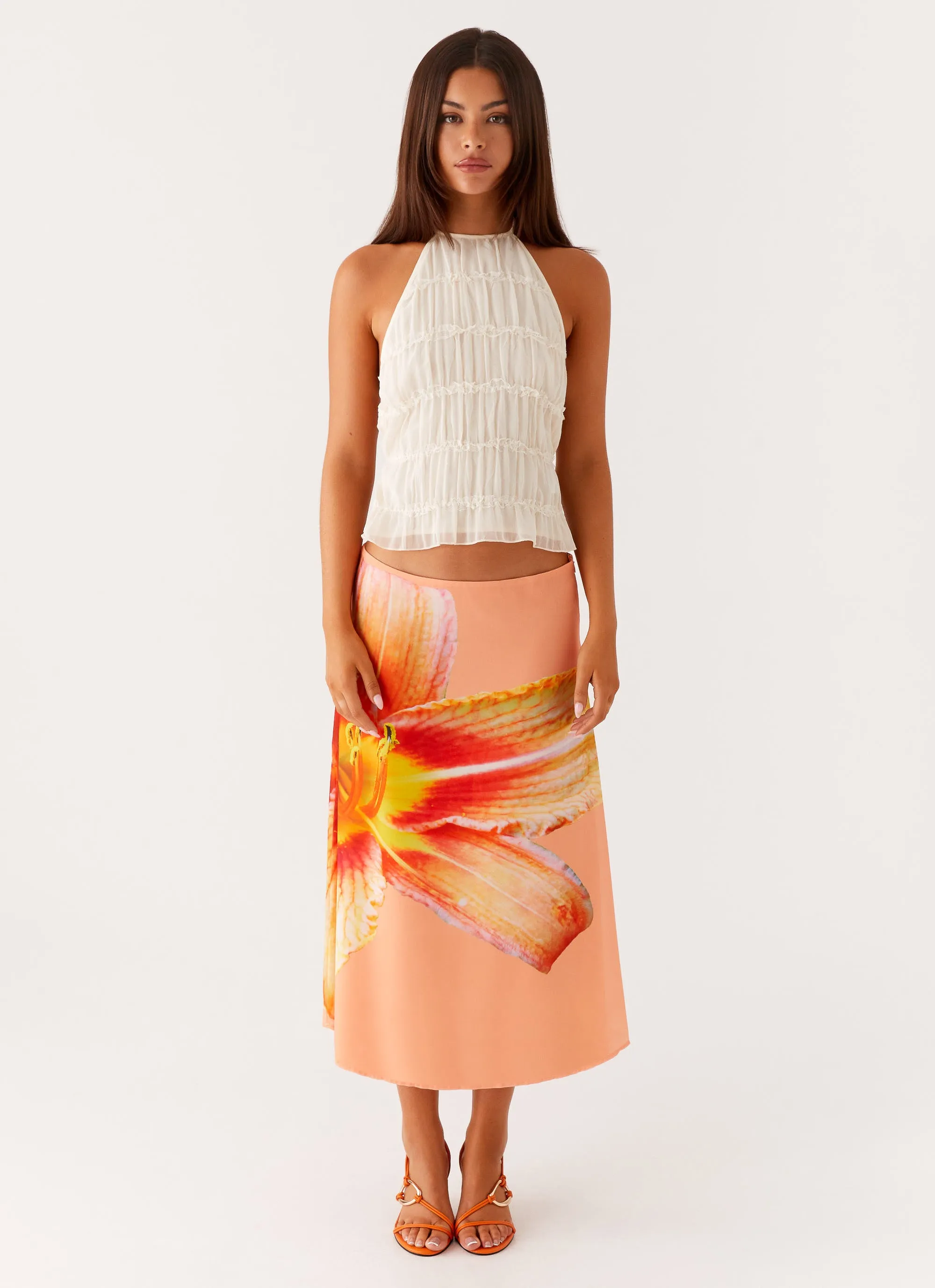 Summertime Midi Skirt - Orange Floral sold by Peppermayo product image thumbnail 3