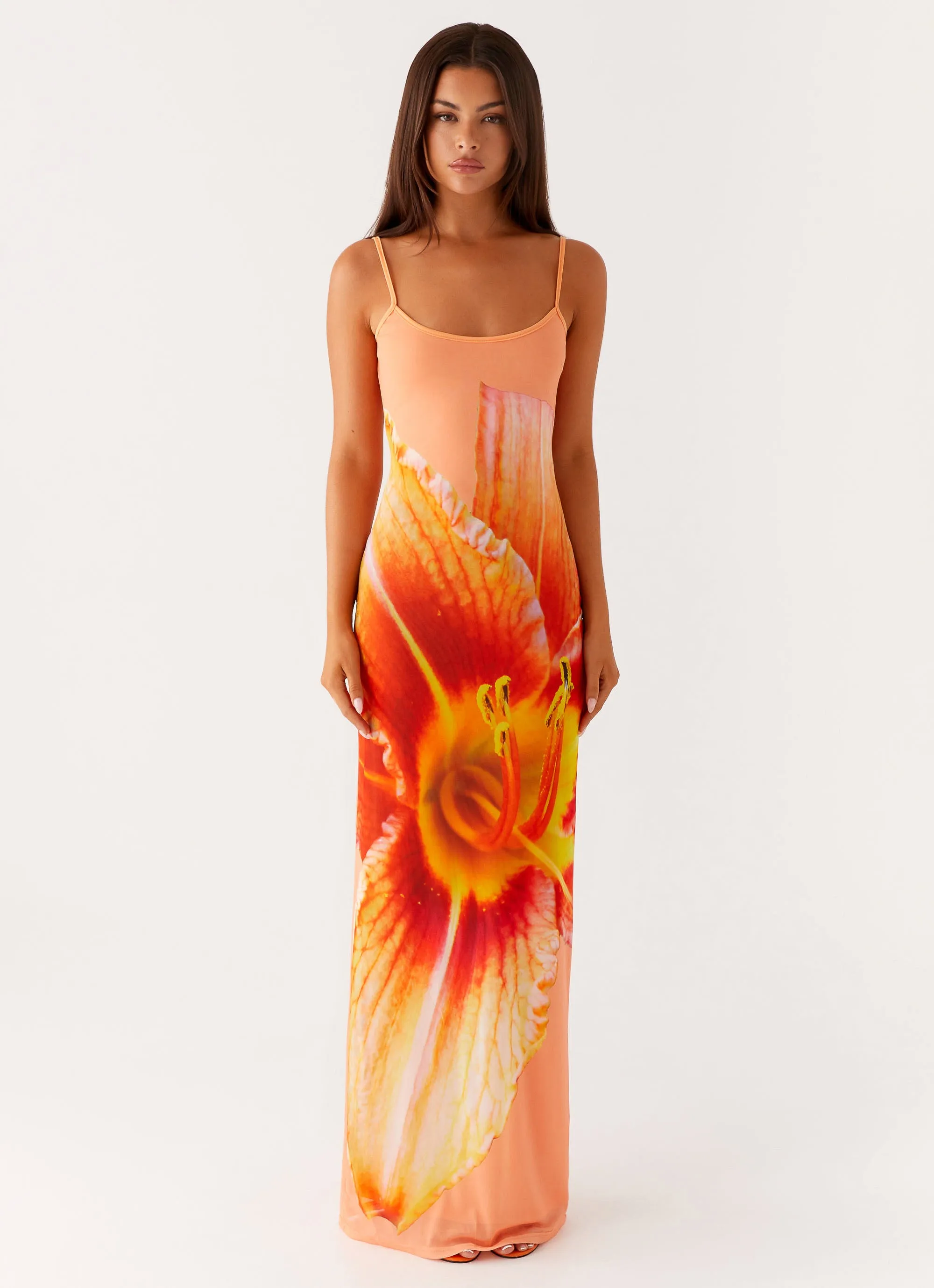 Bad News Mesh Maxi Dress - Orange Floral sold by Peppermayo product image thumbnail 2