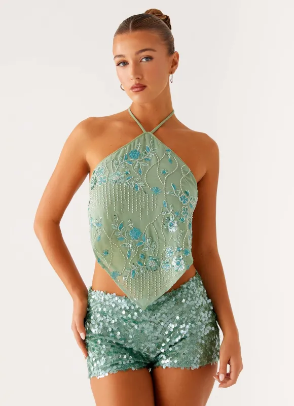 Jonti Halterneck Top - Mint sold by Peppermayo