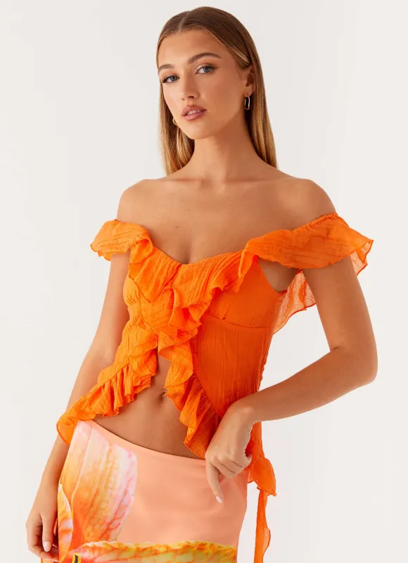 Dylan Off Shoulder Top - Orange sold by Peppermayo