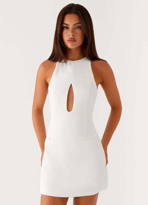 Stacy Mini Dress - White sold by Peppermayo