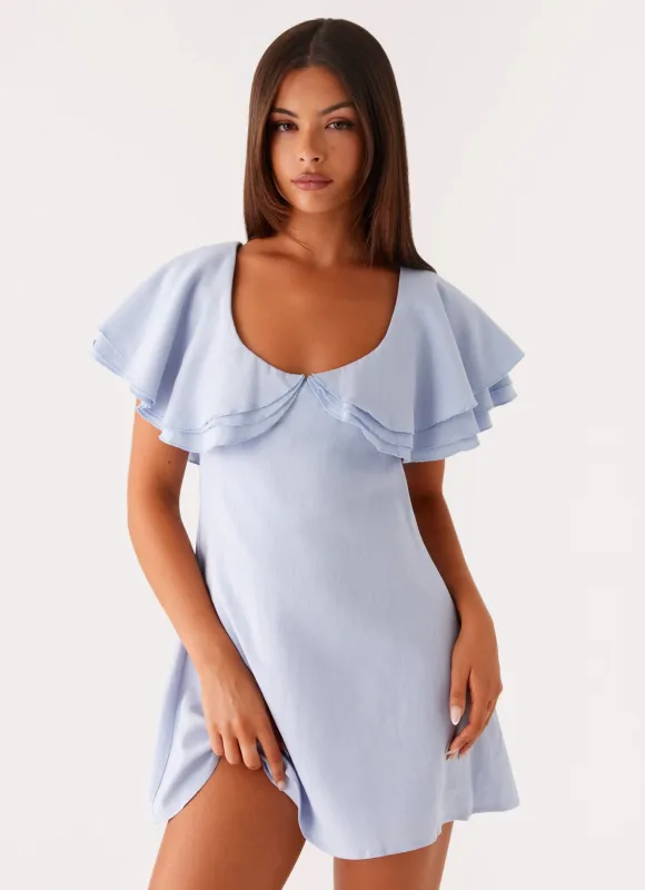Taye Linen Mini Dress - Blue sold by Peppermayo